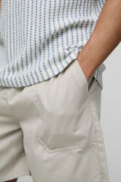 Shorts ample en sergé à ourlet fendu élastiqué
