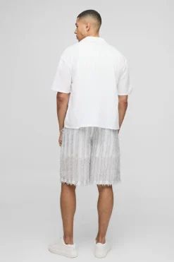 Shorts ample à taille élastiquée, hyper texturés et de grande longueur