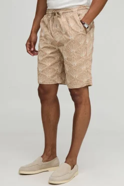 Shorts brodés 3D à coupe décontractée avec taille élastiquée