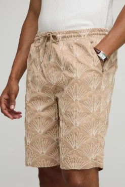 Shorts brodés 3D à coupe décontractée avec taille élastiquée
