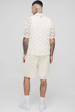 boohooMAN Shorts à carreaux pour hommes grands, couture ouverte, coupe décontractée<Homme Shorts|Tout Afficher
