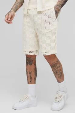 boohooMAN Shorts à carreaux pour hommes grands, couture ouverte, coupe décontractée<Homme Shorts|Tout Afficher
