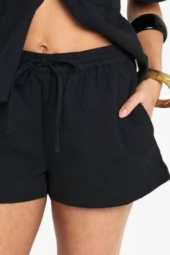 Shorts à cordon look lin