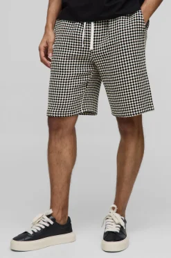 Shorts crochet à carreaux à coupe décontractée et élastiquée