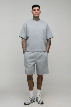 boohooMAN Short Scuba Chiné Coupe Décontractée Tall<Homme Shorts|Tout Afficher