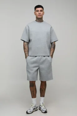 boohooMAN Short Scuba Chiné Coupe Décontractée Tall<Homme Shorts|Tout Afficher