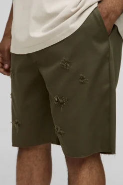 Shorts décontractés distressed à ourlet brut