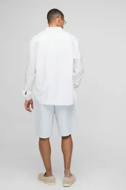 boohooMAN Shorts décontractés en mélange de lin avec taille fixe, devant plissé<Homme Shorts