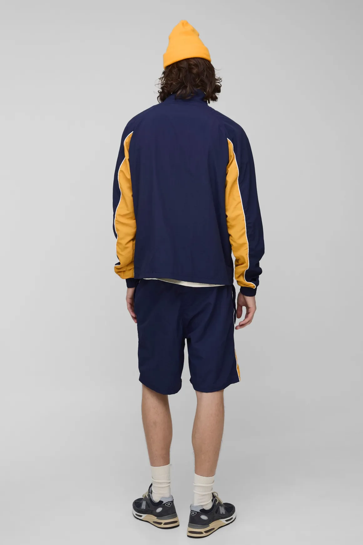 Shorts décontractés en nylon froissé à panneaux pour hommes de grande taille