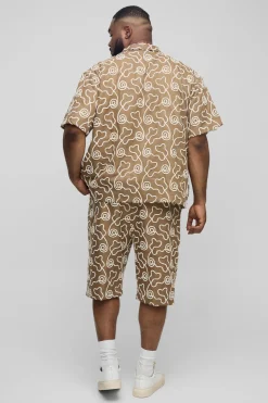 Shorts décontractés grande taille avec broderie intégrale