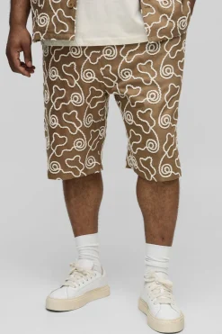 Shorts décontractés grande taille avec broderie intégrale