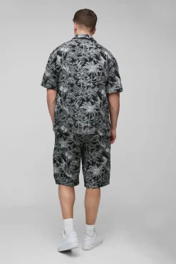 Shorts décontractés à motif tropical pour hommes de grande taille