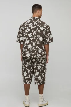 Shorts décontractés pour grandes tailles en tapisserie florale