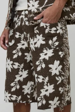 Shorts décontractés pour grandes tailles en tapisserie florale