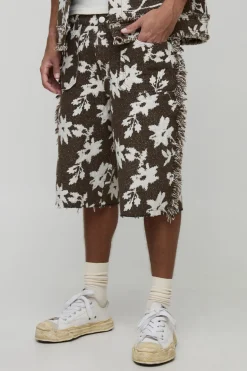 Shorts décontractés pour grandes tailles en tapisserie florale