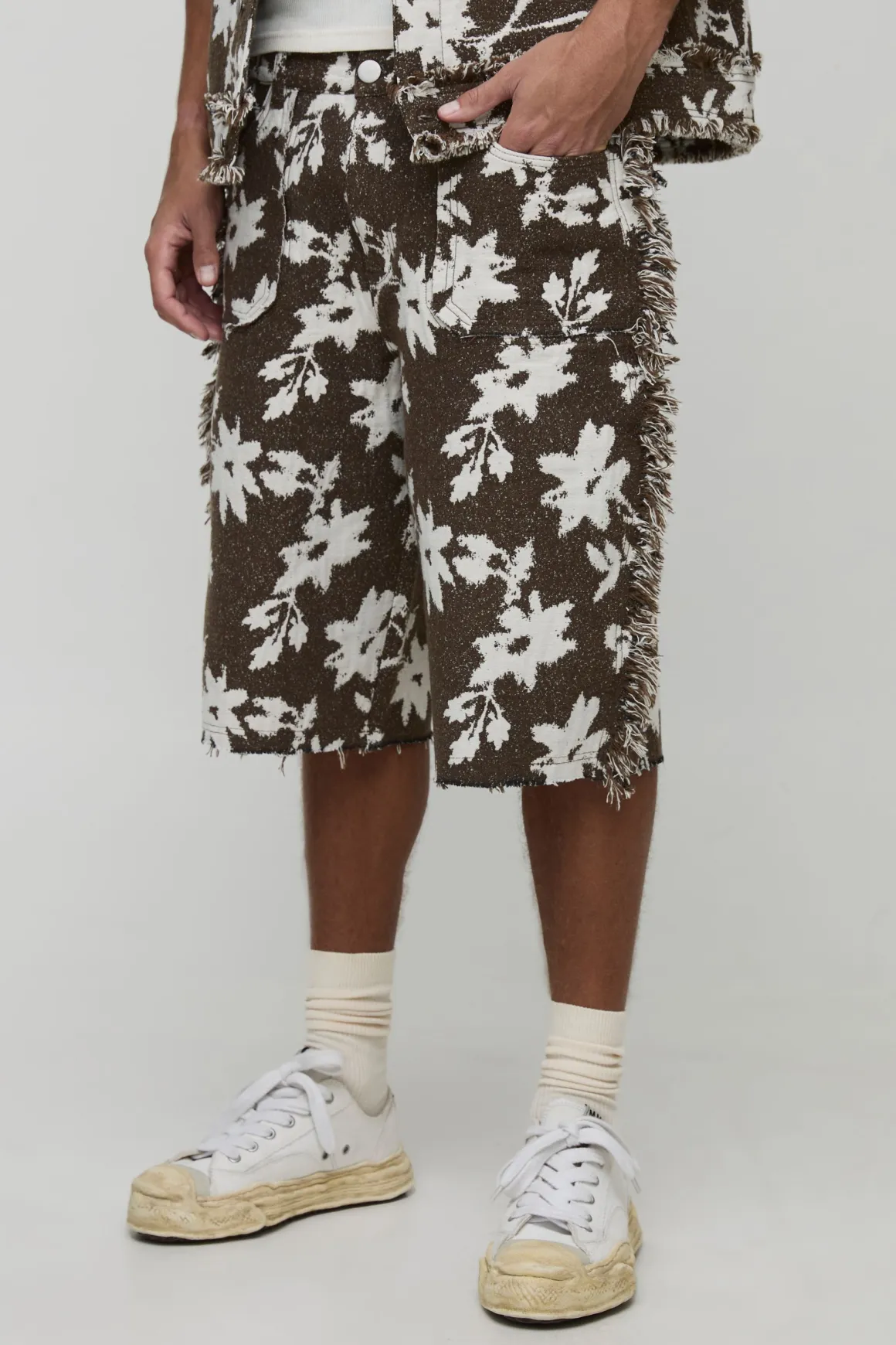 Shorts décontractés pour grandes tailles en tapisserie florale