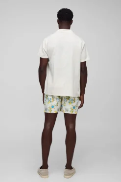 Shorts de bain mi-long imprimés au citron Santorini