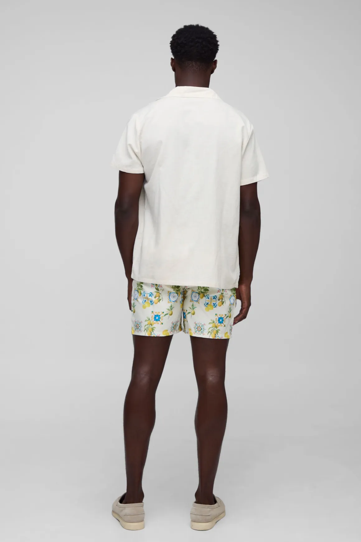 Shorts de bain mi-long imprimés au citron Santorini