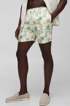 Shorts de bain mi-long imprimés au citron Santorini