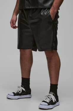 boohooMAN Shorts de basketball en synthétique plissé pour grandes tailles<Homme Shorts|Tout Afficher