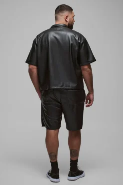 boohooMAN Shorts de basketball en synthétique plissé pour grandes tailles<Homme Shorts|Tout Afficher