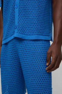 Shorts de basket en maille tricotée à couture ouverte, coupe décontractée