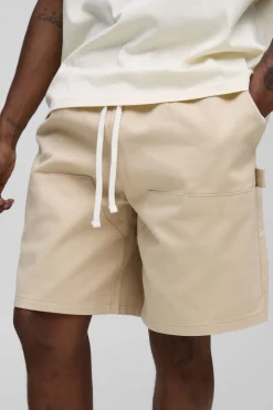 boohooMAN Shorts de charpentier à taille élastiquée, coupe décontractée pour les grands<Homme Shorts|Tout Afficher
