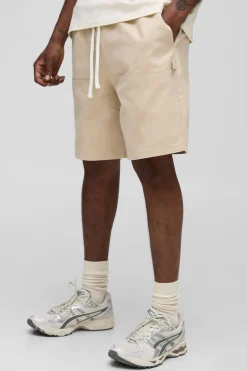 boohooMAN Shorts de charpentier à taille élastiquée, coupe décontractée pour les grands<Homme Shorts|Tout Afficher