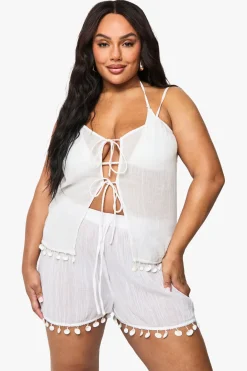 boohoo Shorts de plage ornés de coquillages Plus<Femme Tenues De Plage