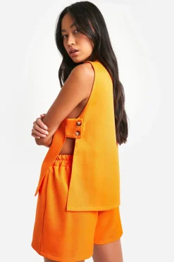 Shorts à effet lin texturé, coupe décontractée