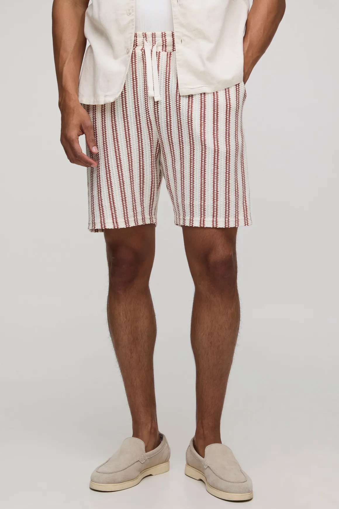 Shorts en crochet à taille élastiquée, coupe décontractée