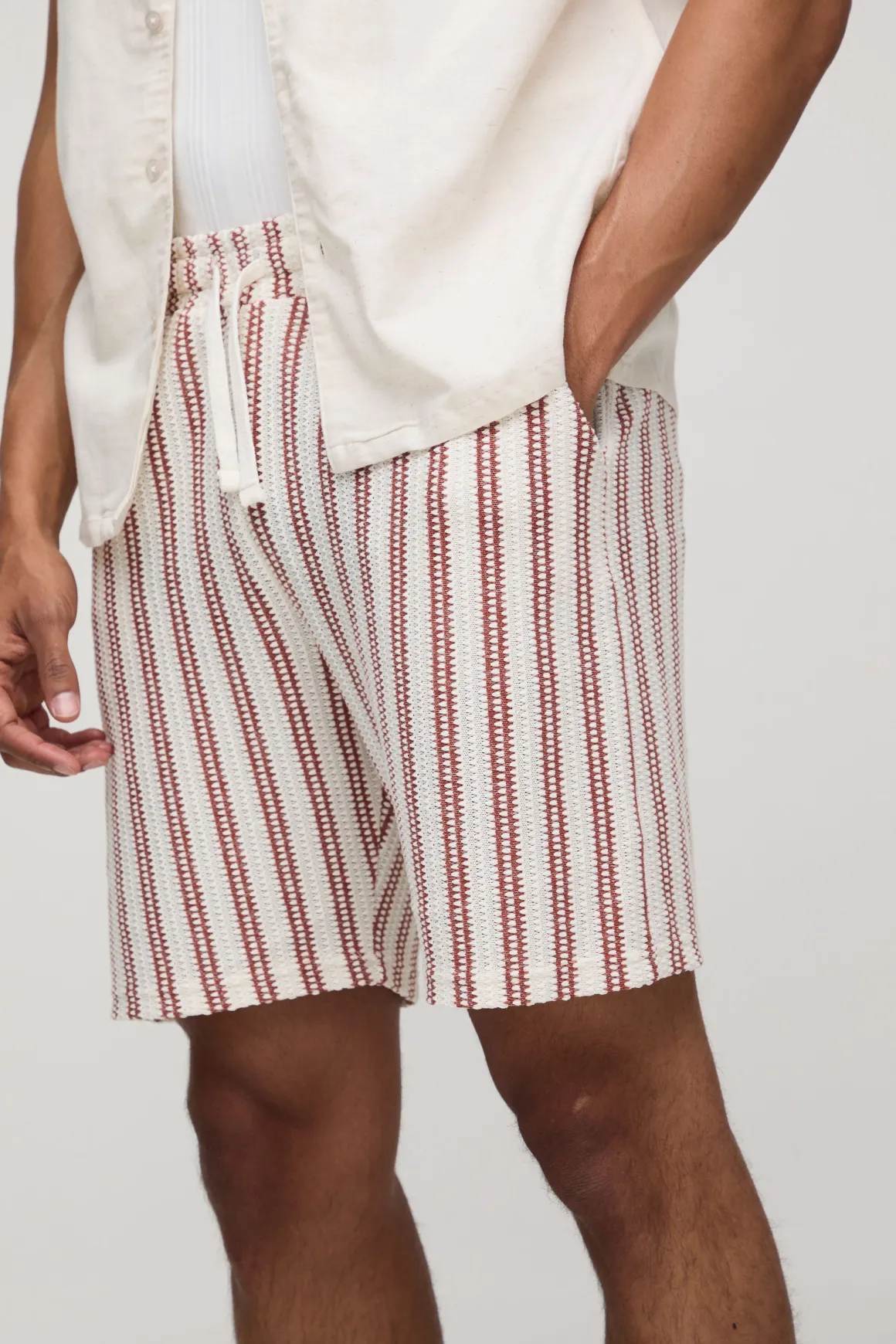 Shorts en crochet à taille élastiquée, coupe décontractée