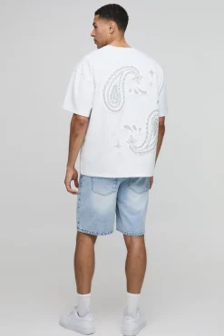 Shorts en denim bleu à coupe décontractée, effet 