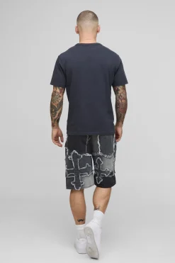 boohooMAN Shorts en denim décontractés à appliques croisées sur toute la surface<Homme Denim|Denim