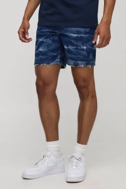 boohooMAN Shorts en denim lavé froissé, coupe slim<Homme Denim|Denim