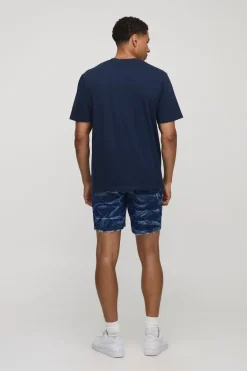 boohooMAN Shorts en denim lavé froissé, coupe slim<Homme Denim|Denim
