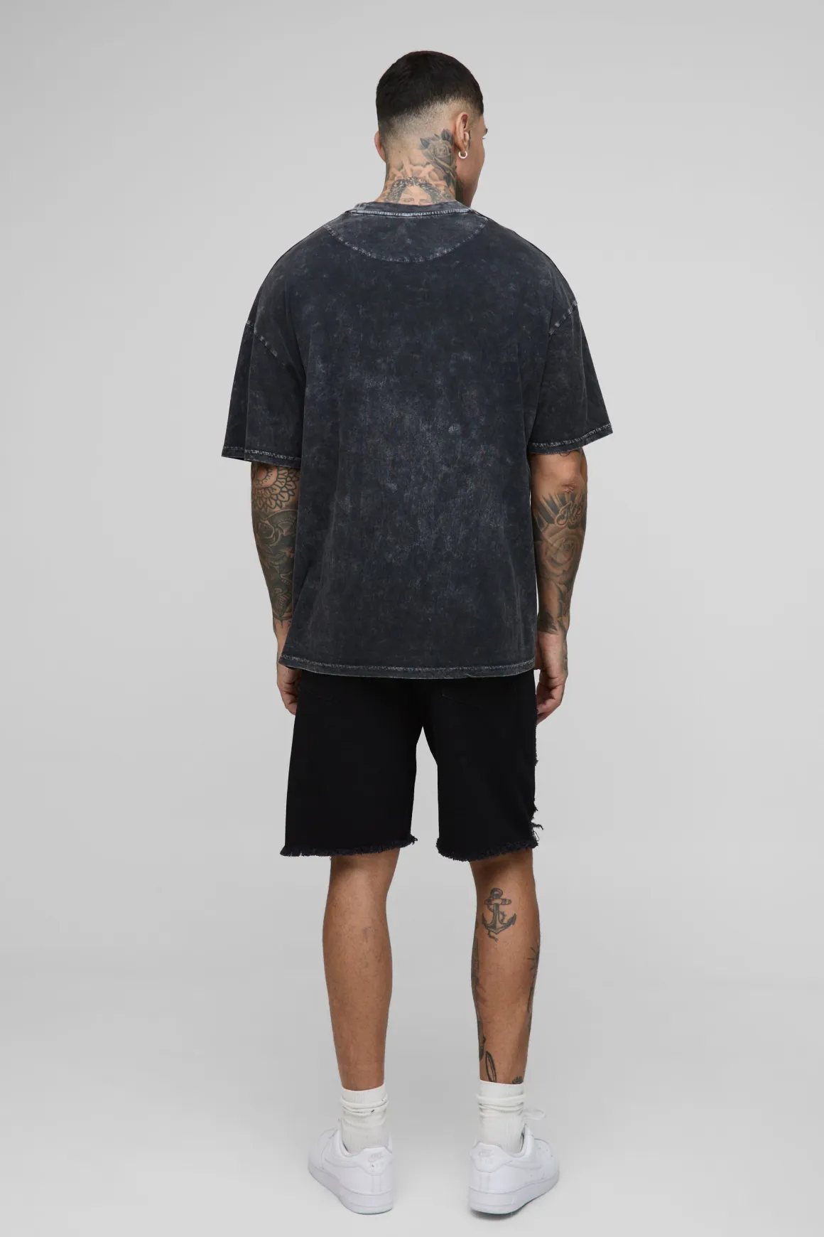 Shorts en denim pour hommes grands, décontractés, avec enjambement déchiré