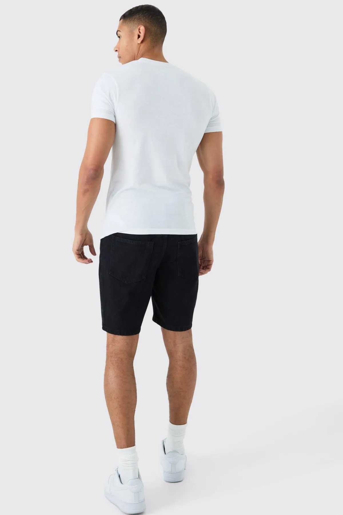 boohooMAN Shorts en denim rigide slim en<Homme Denim|Denim