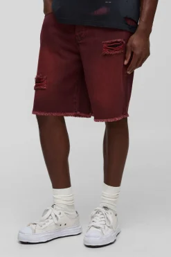 boohooMAN Shorts en denim teinté, usé, coupe décontractée<Homme Denim|Denim