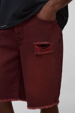 boohooMAN Shorts en denim teinté, usé, coupe décontractée<Homme Denim|Denim