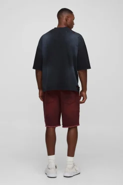 boohooMAN Shorts en denim teinté, usé, coupe décontractée<Homme Denim|Denim