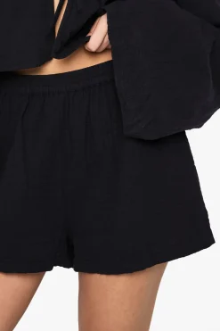 Shorts en gaze à taille élastiquée