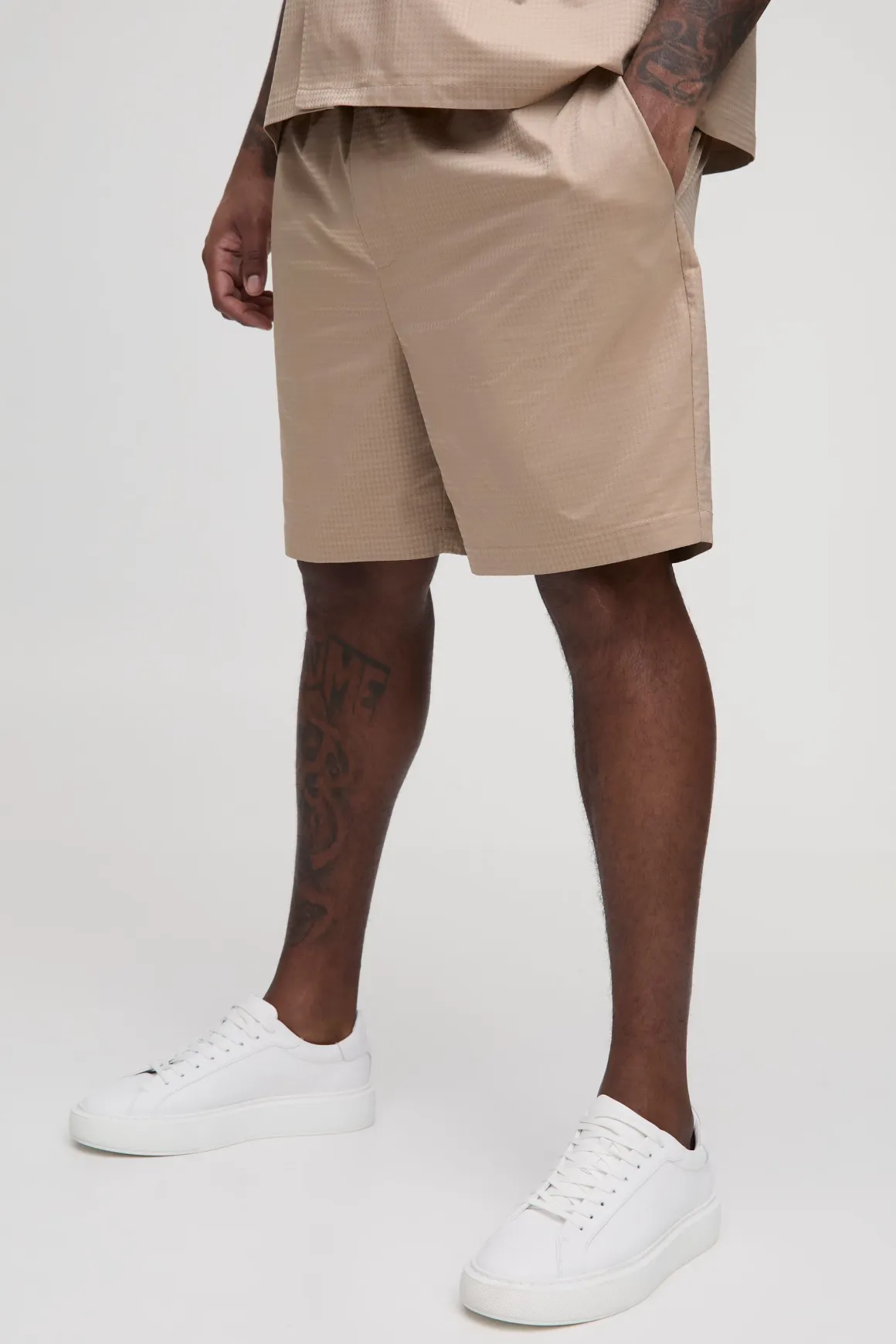 Shorts en jacquard satinés à coupe décontractée Plus