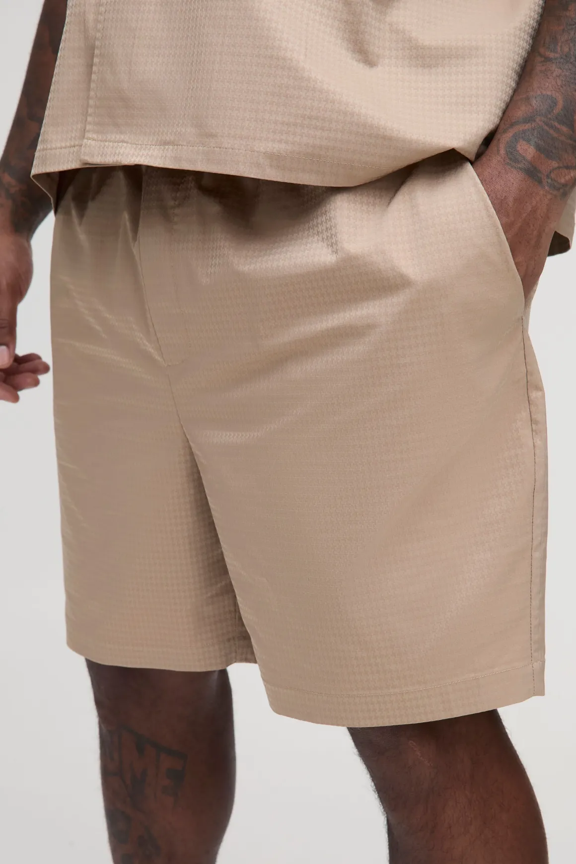 Shorts en jacquard satinés à coupe décontractée Plus
