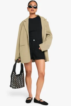 Shorts en jean taille haute à ourlet roulé