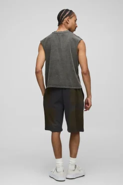 Shorts en jersey délavé surdimensionnés avec strass