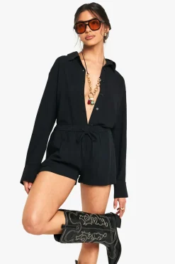 boohoo Shorts en lin haut de gamme<Femme Shorts