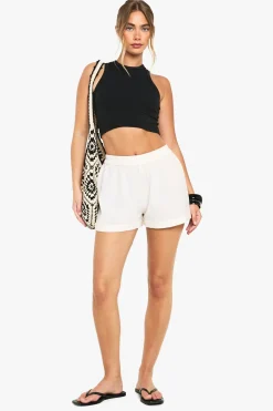 Shorts en lin retroussés