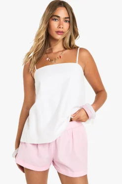 Shorts en lin à revers