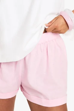 Shorts en lin à revers